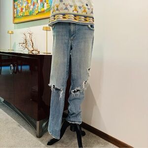 Distressed Blue Jeans